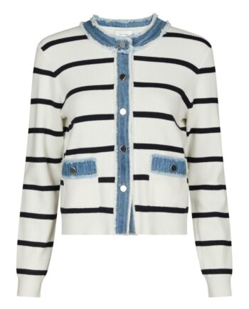 Neo Noir Cardigan Zelma Stripe Denim Off White