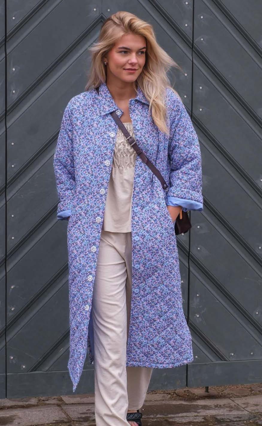 Neo Noir Jakke Salli Quilt Blue Flower