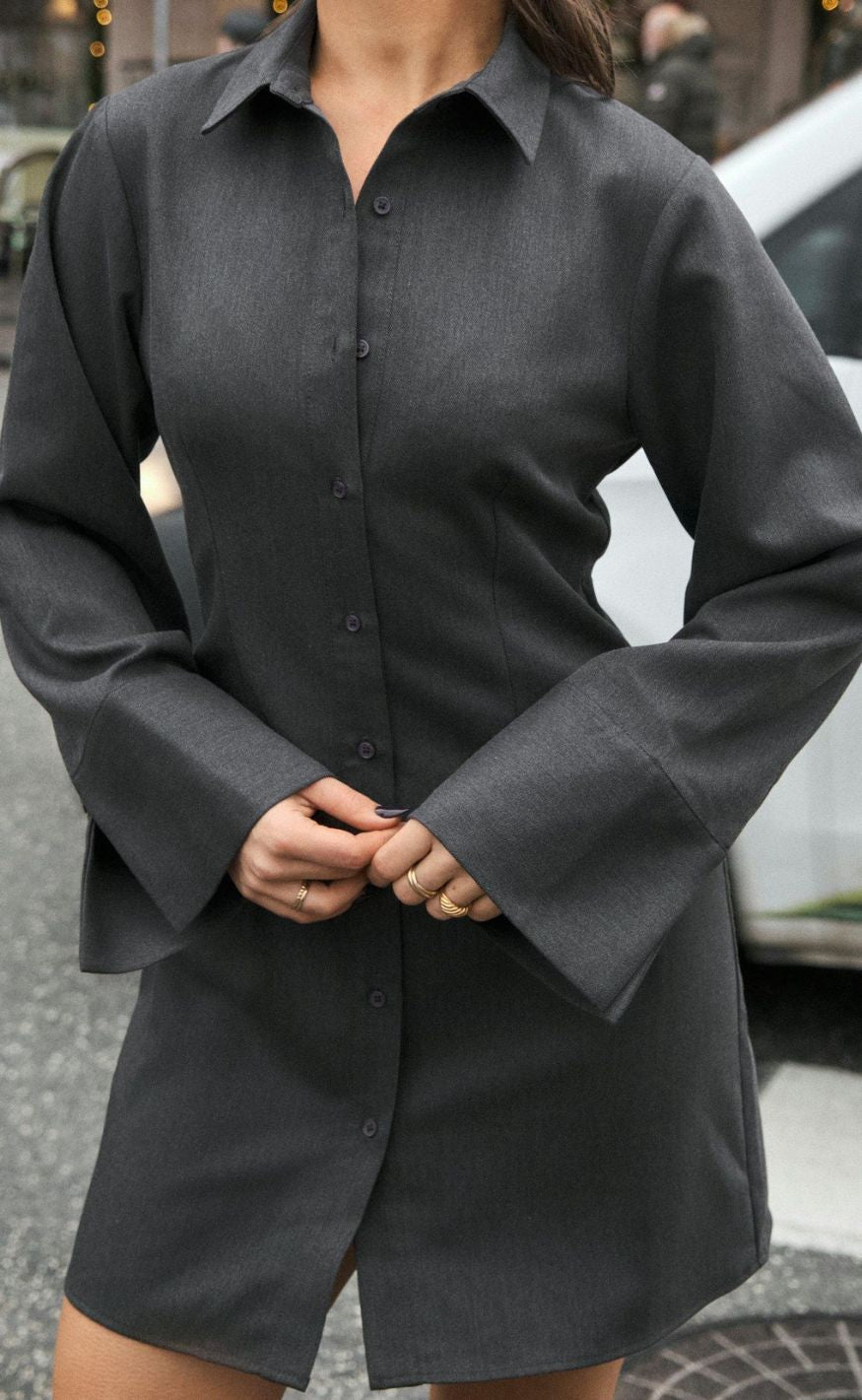Neo Noir Kjole Cajsa Solid Dark Grey