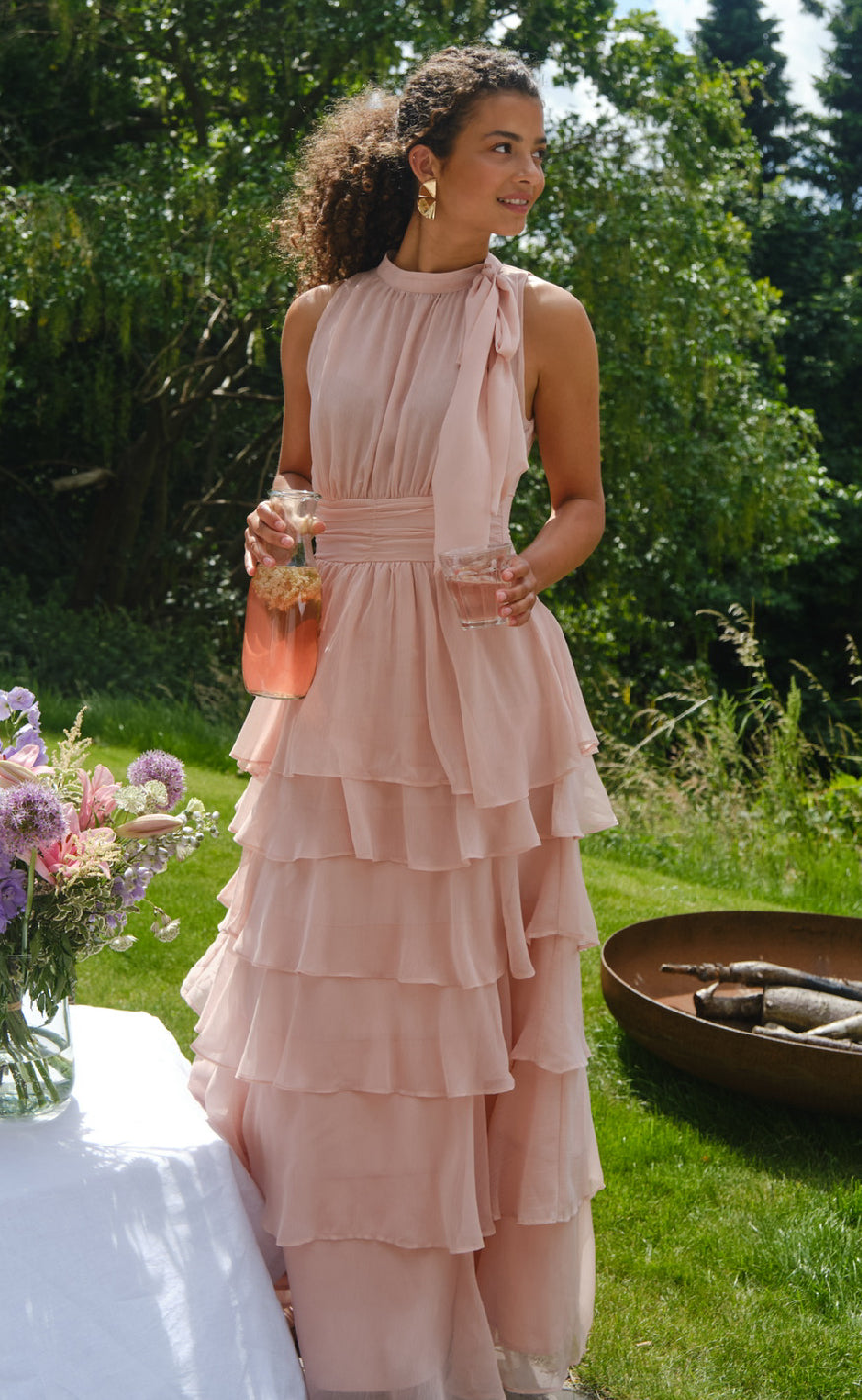 Neo Noir Kjole Marli Chiffon Rose