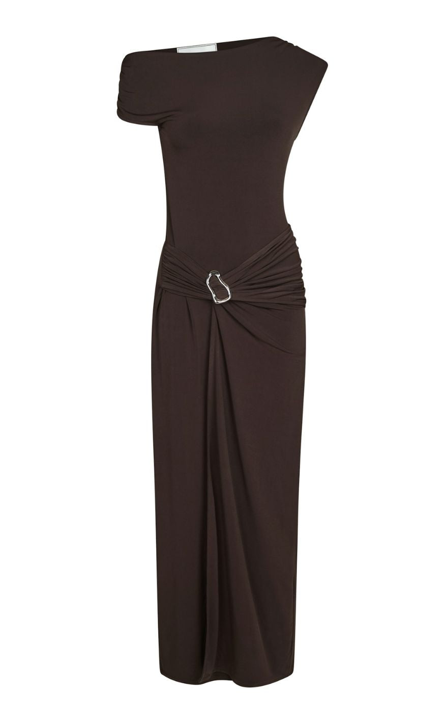 Neo Noir Kjole Minja Drapy Chocolate Brown