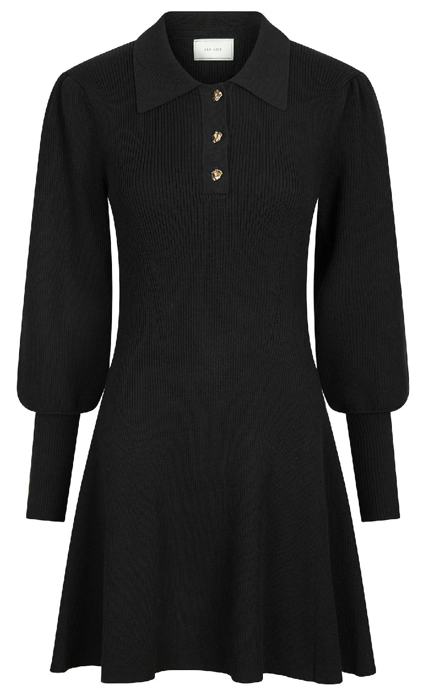 Neo Noir Kjole Polli Rib Black
