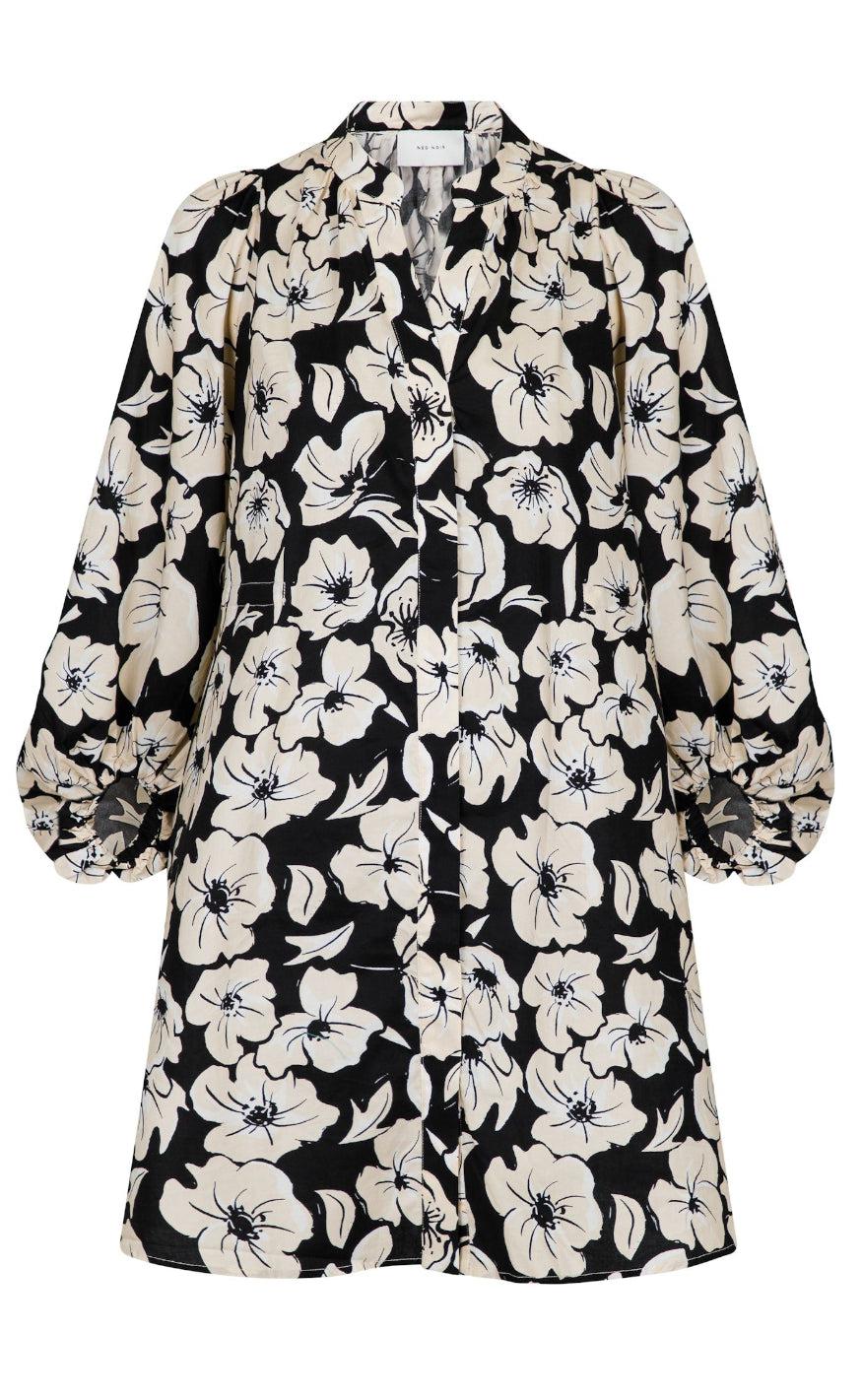 Neo Noir Kjole Reba Arty Flower Black