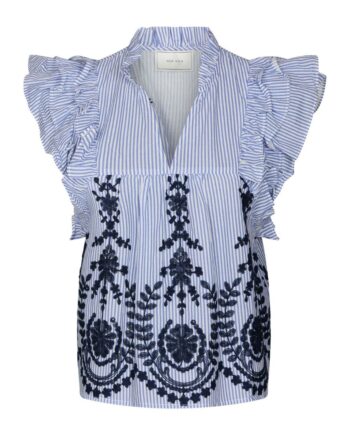 Neo Noir Top Jayla Stripe Embroidery Blue