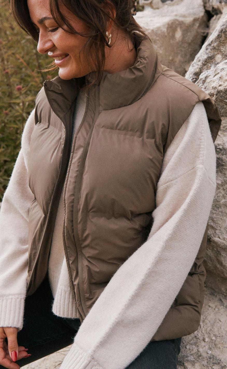 Neo Noir Vest Annike Puffer Dark Taupe