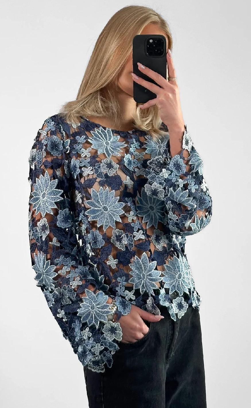 Noella Bluse Kezzie Dark Blue Mix