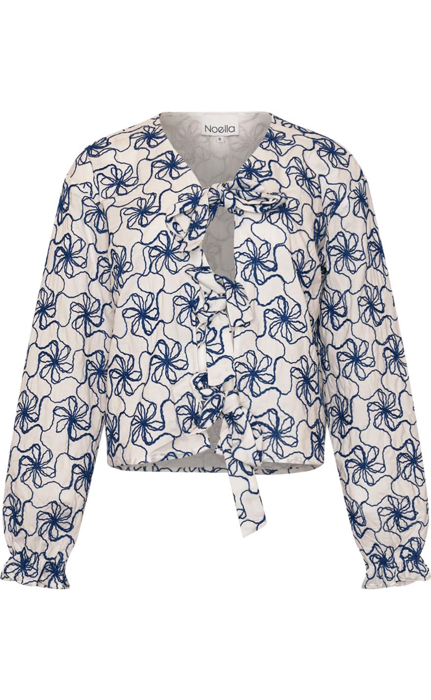 Noella Bluse Krisina White Blue Combo