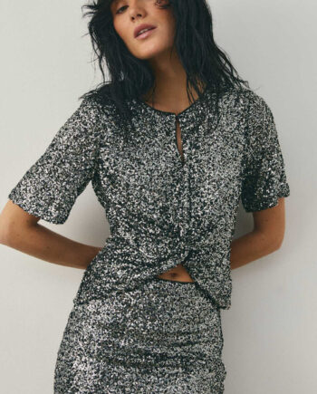 Noella Bluse Lemon Black Silver