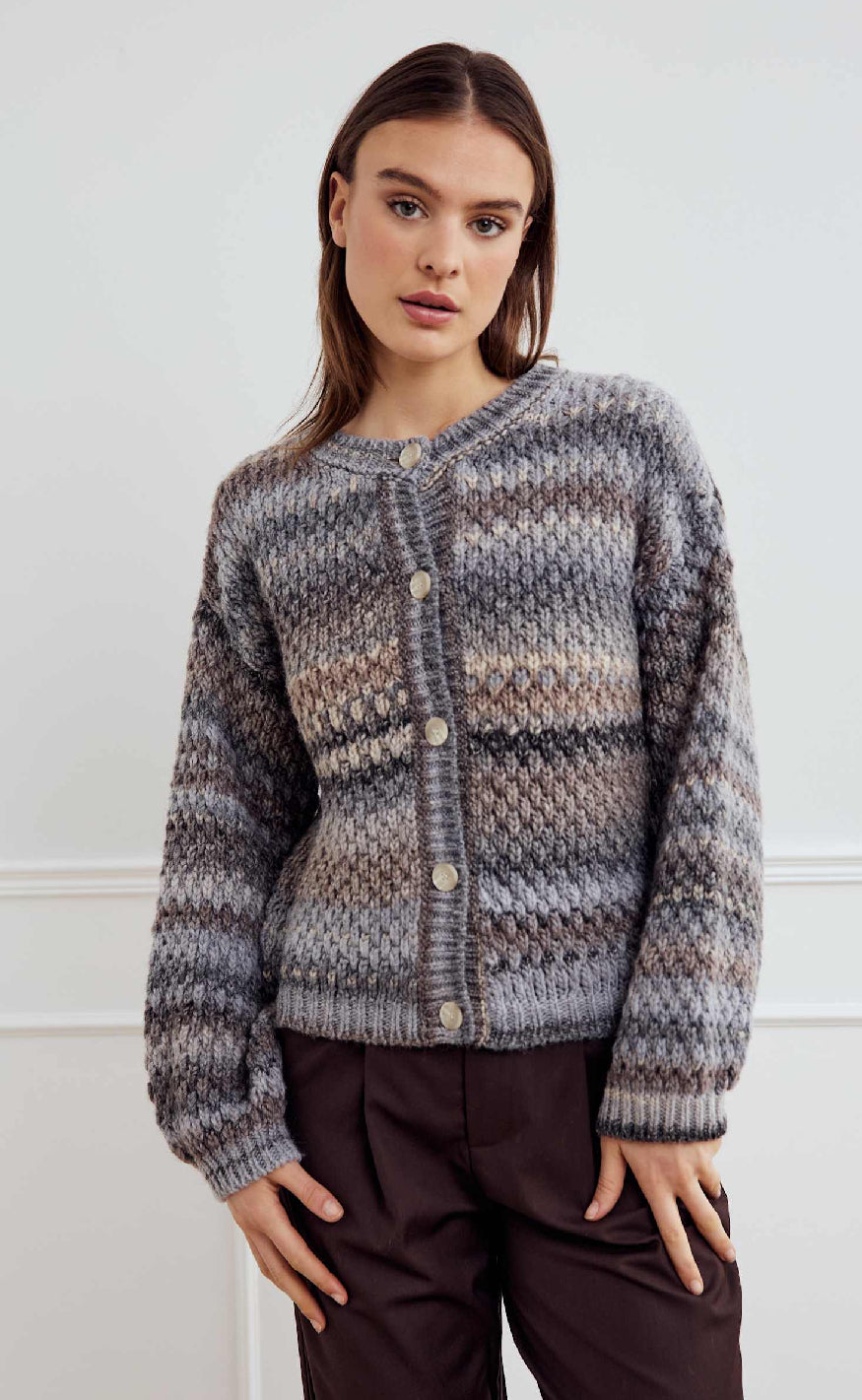 Noella Cardigan Kae Light Grey Mix