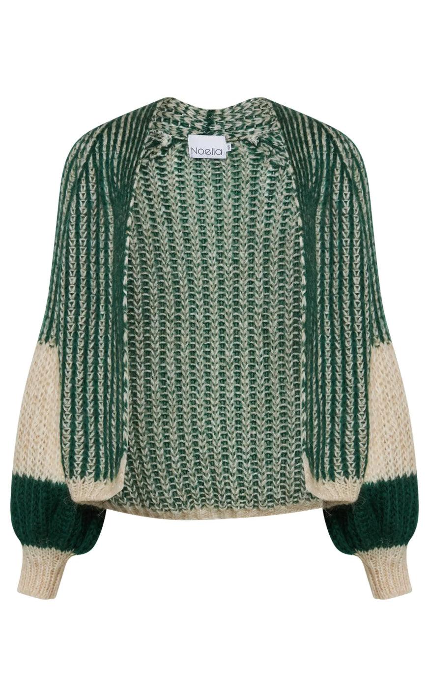 Noella Cardigan Liana Beige Bottle Green