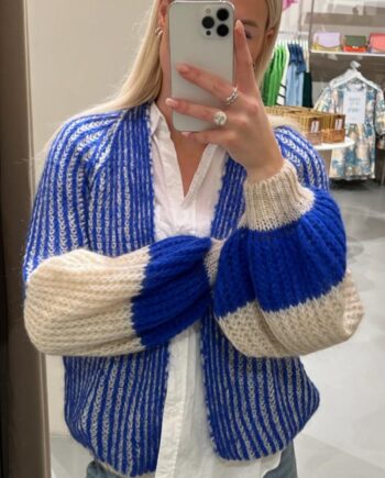 Noella Cardigan Liana Cream Cobalt Blue