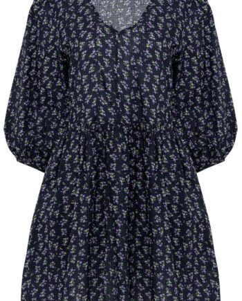 Noella Kjole Farris Navy Lilac Flower