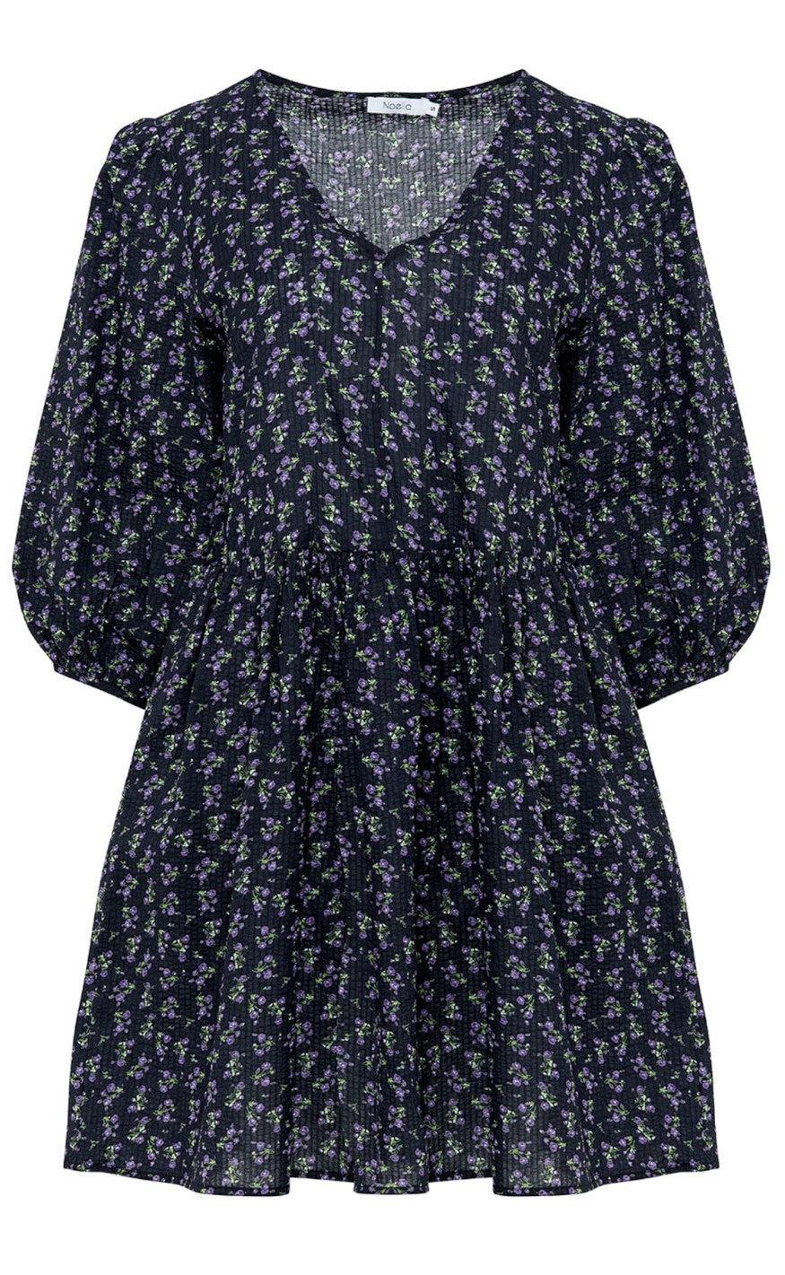 Noella Kjole Farris Navy Lilac Flower