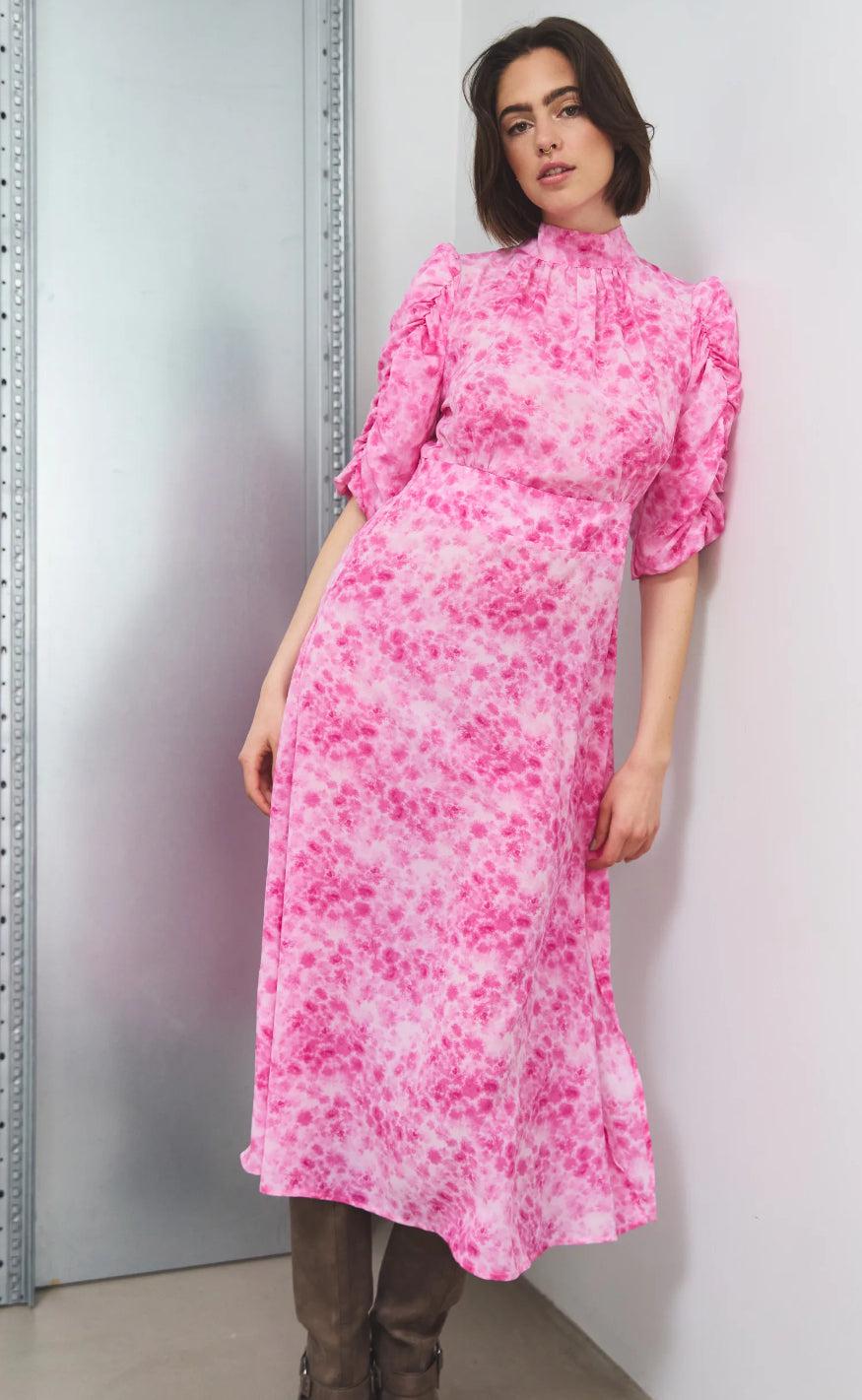 Noella Kjole Leo Long Trudy Pink Print