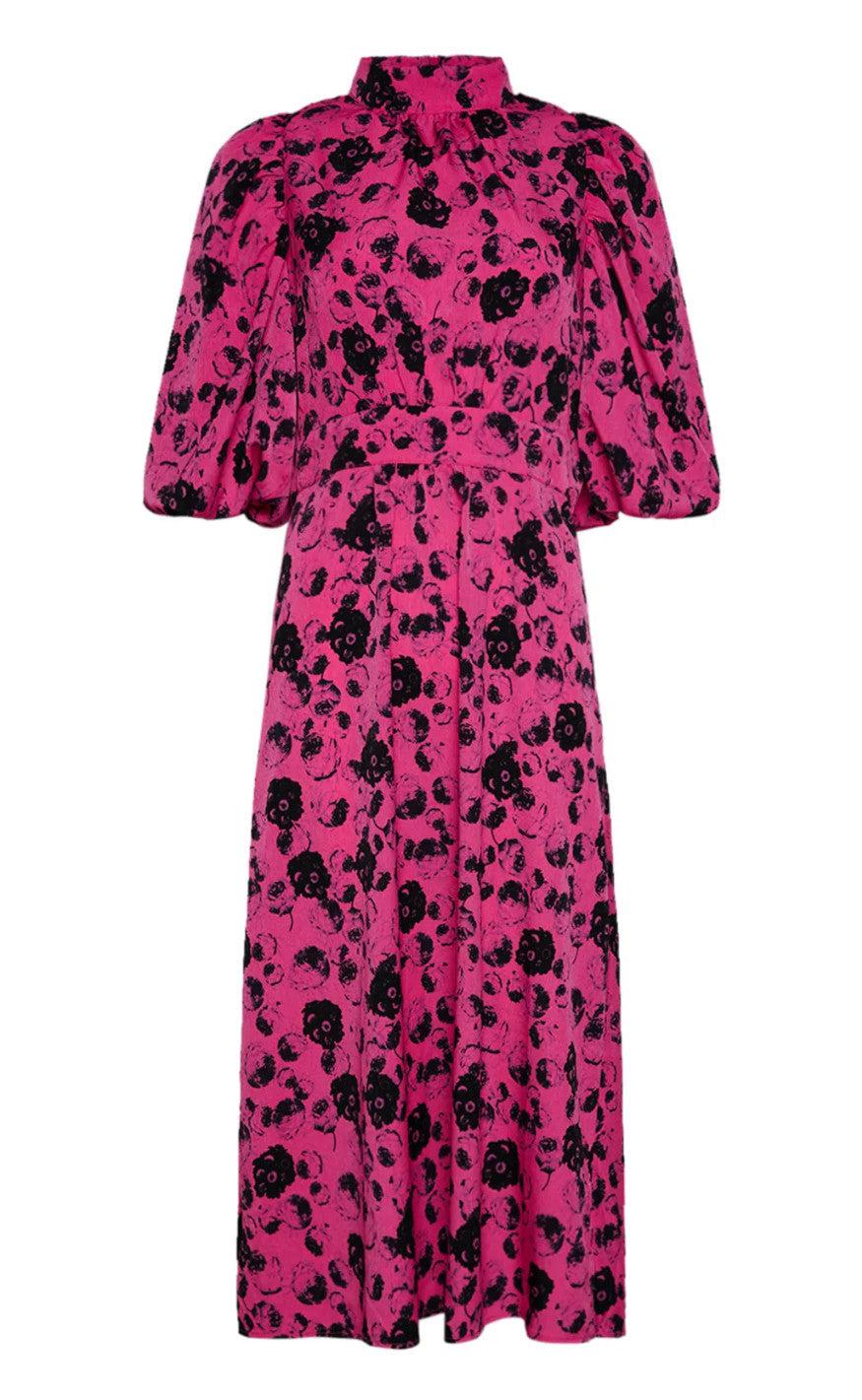 Noella Kjole Paris Long Fuchsia Flower