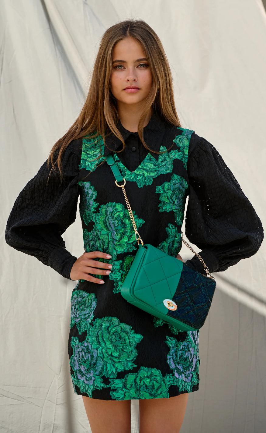Noella Kjole Taylor -neck Green Mix