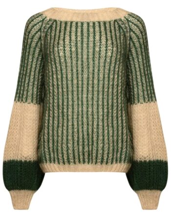 Noella Sweater Liana Beige Bottle Green