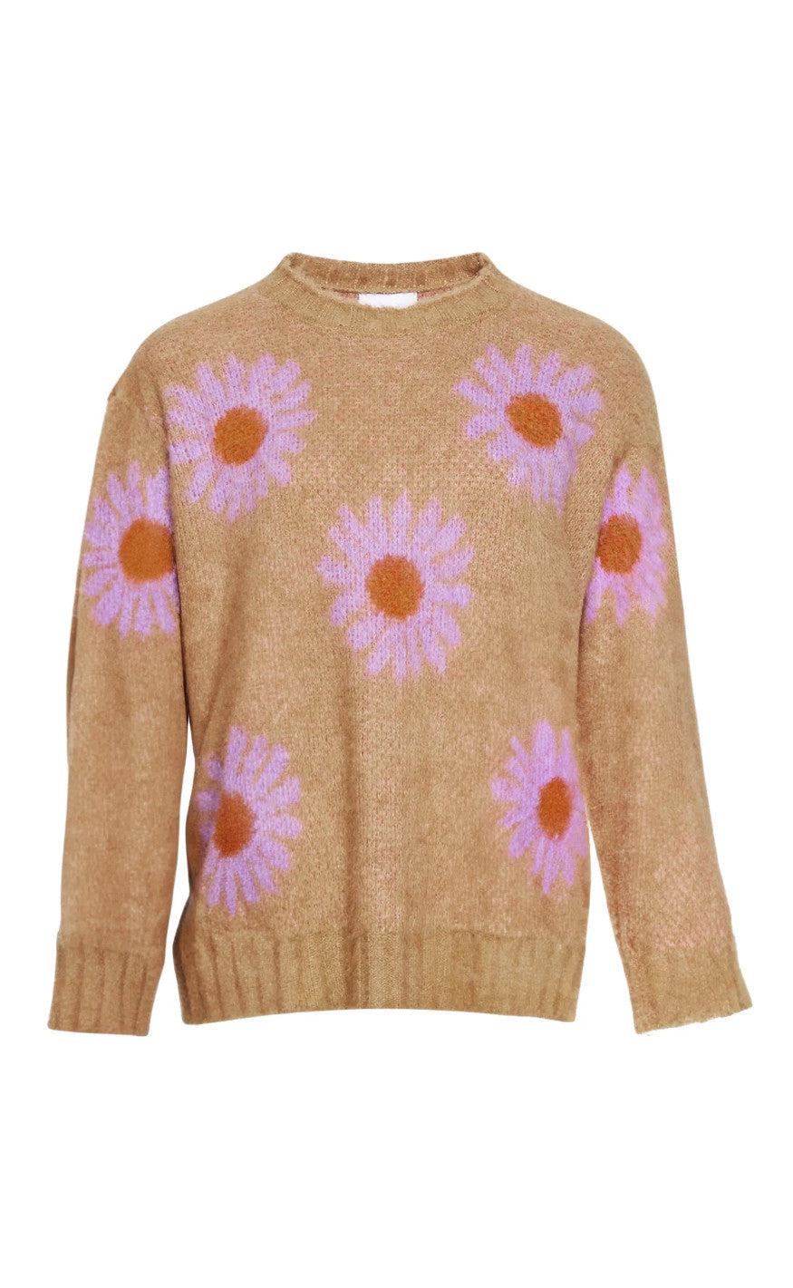 Noella Sweater Raya Sand Lavender Flower