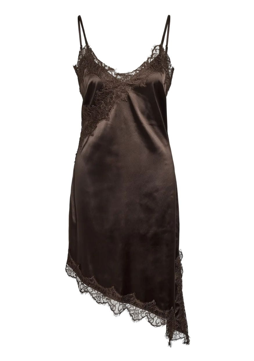 Noisy May Kjole Sofie Satin Chocolate Brown
