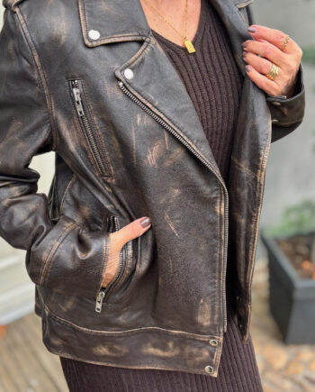 Notyz Jakke Oversized Biker Walnut    Silver Acc