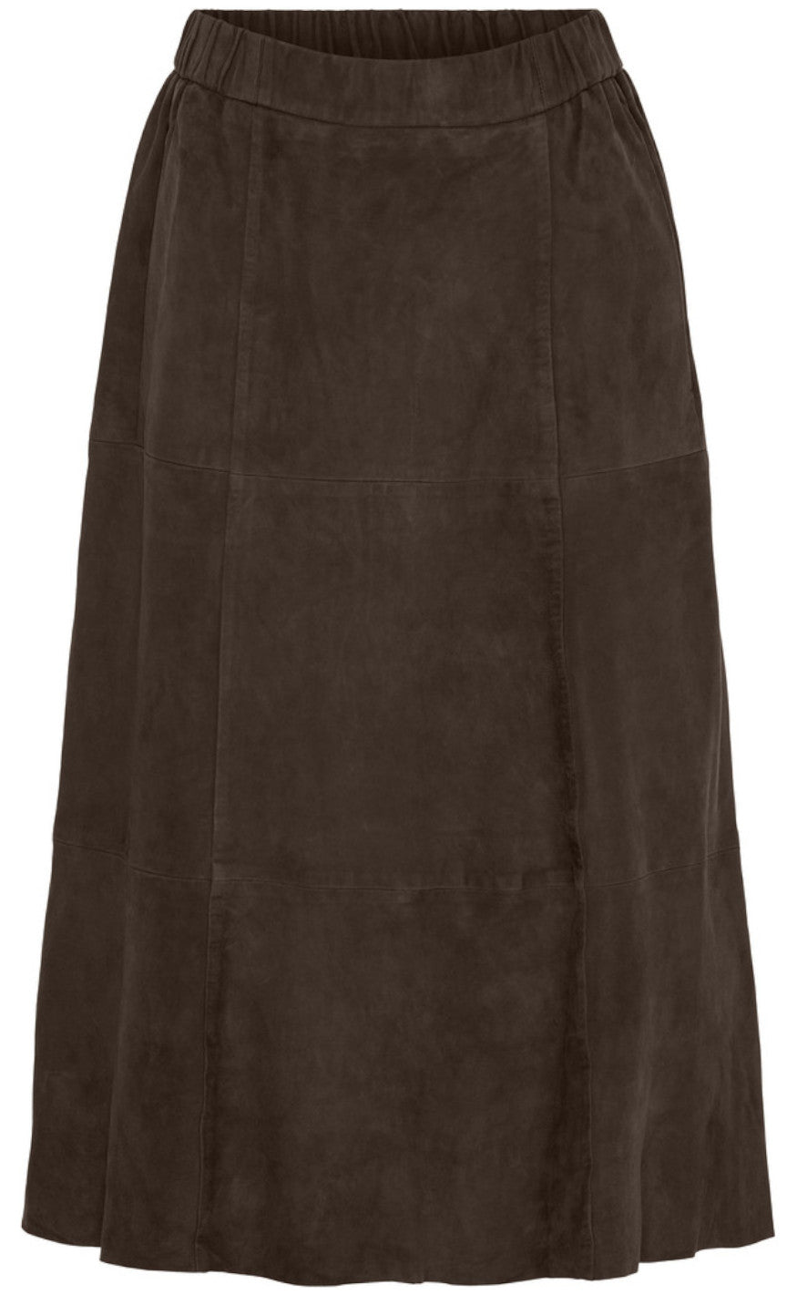 Notyz Nederdel Suede Skirt Dark Chocolate Brown