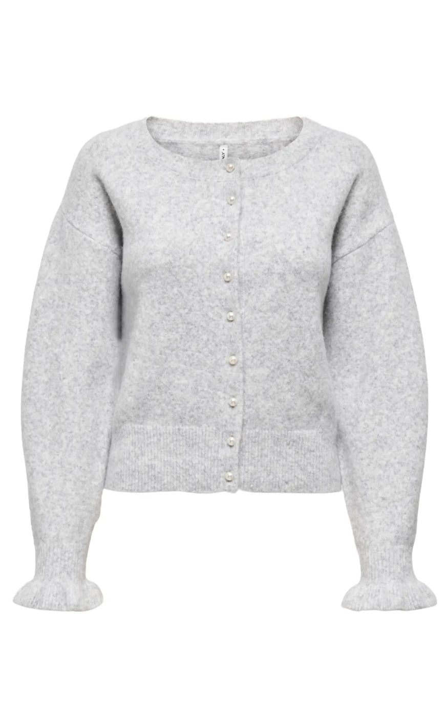Only Cardigan Rima Light Grey Melange Pearl Button