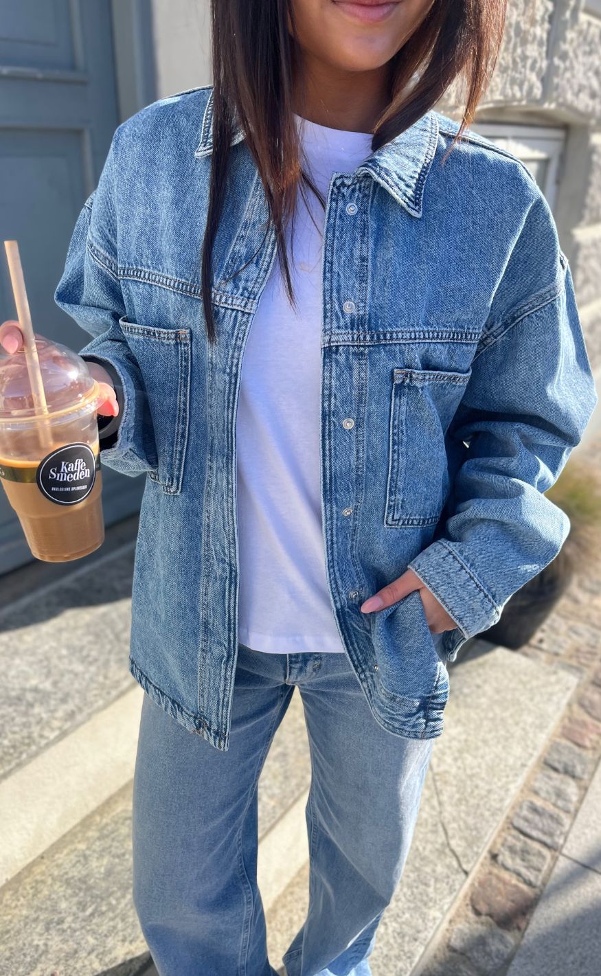 Only Skjorte Emmie Light Blue Denim
