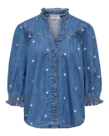 Only Skjorte Raya Daisy Medium Blue Denim