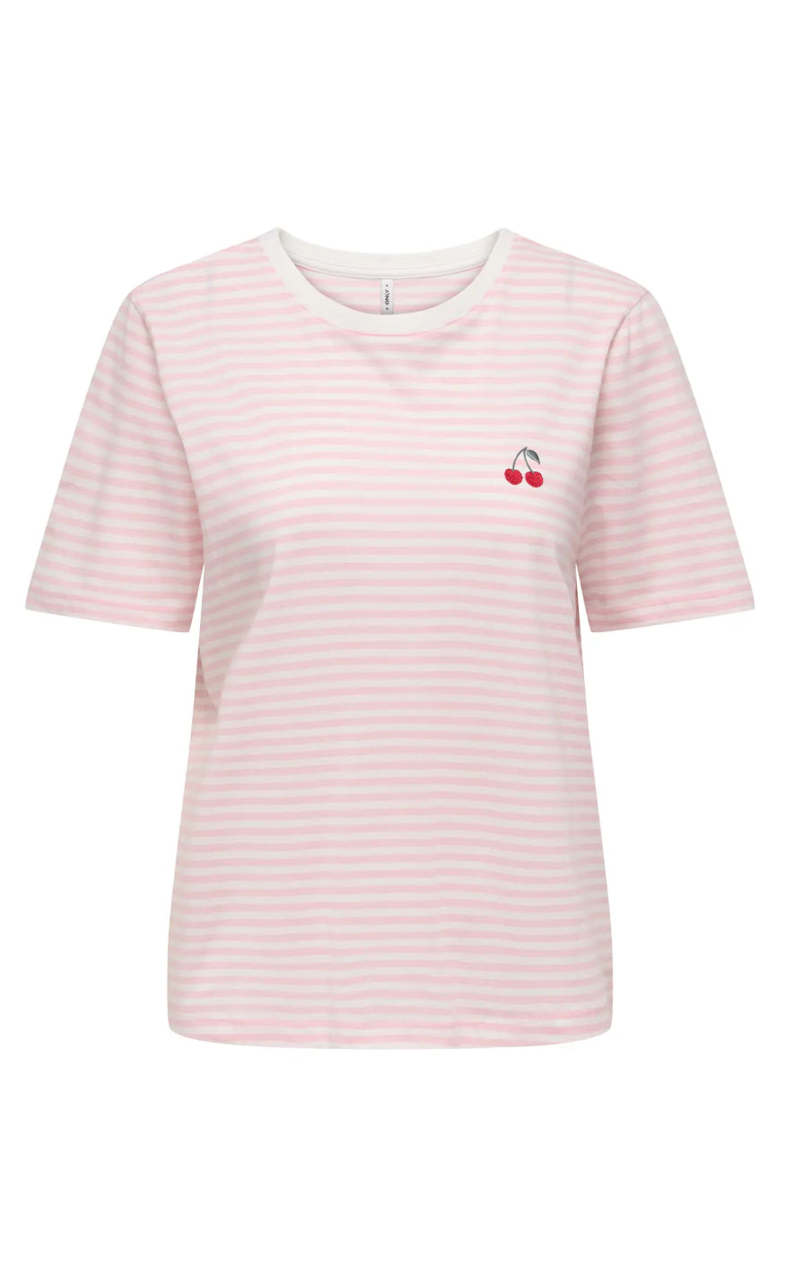 Only -shirt Happy Cloud Dancer Romance Rose Cherry