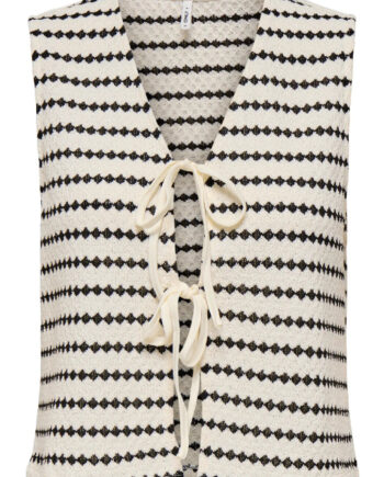 Only Vest Eva Stripe Cloud Dancer Black