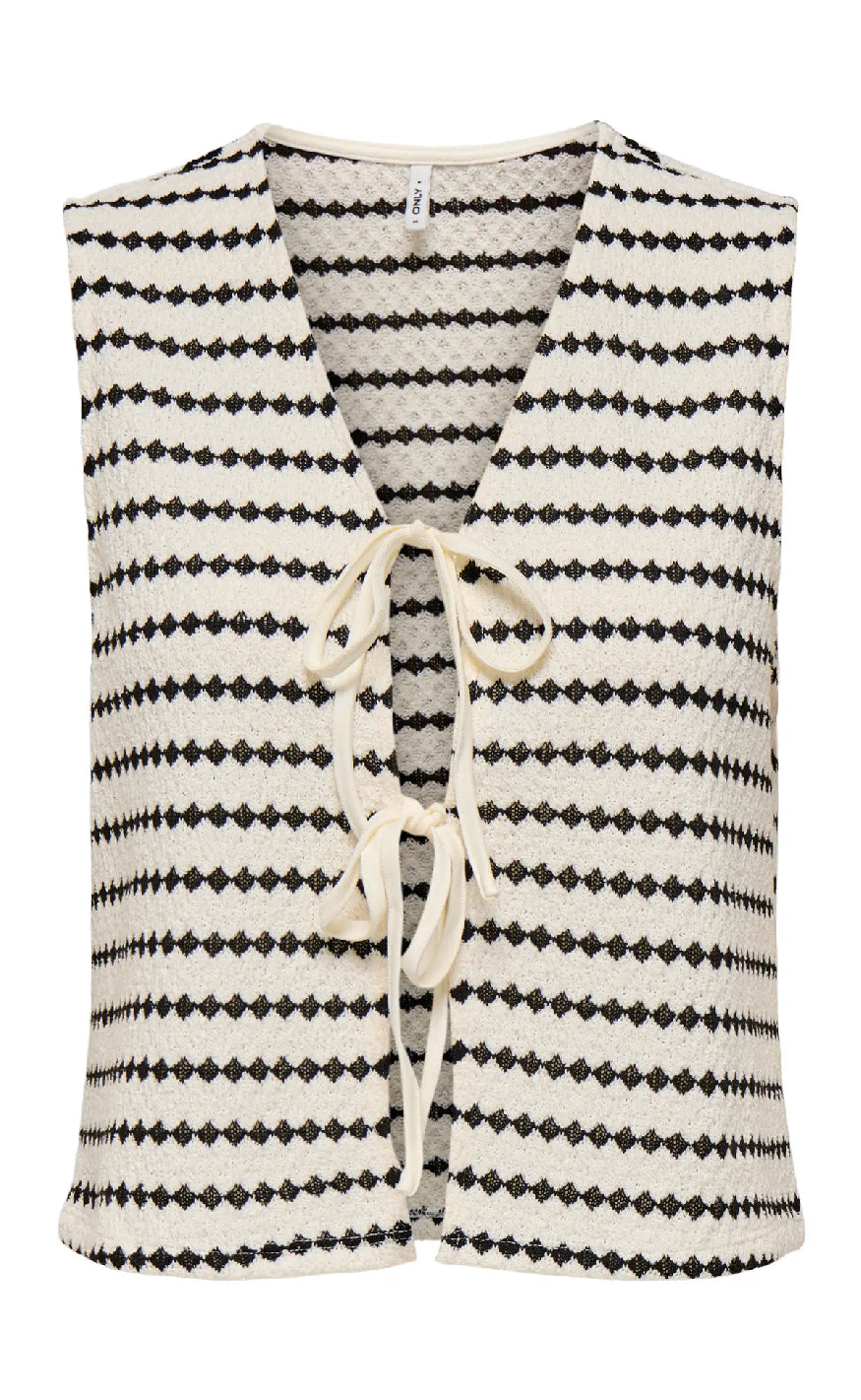 Only Vest Eva Stripe Cloud Dancer Black