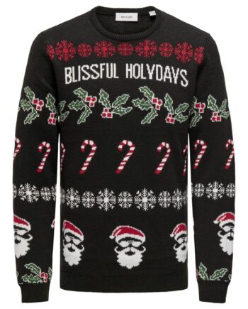 Onsxmas Reg   Allover Crew Knit