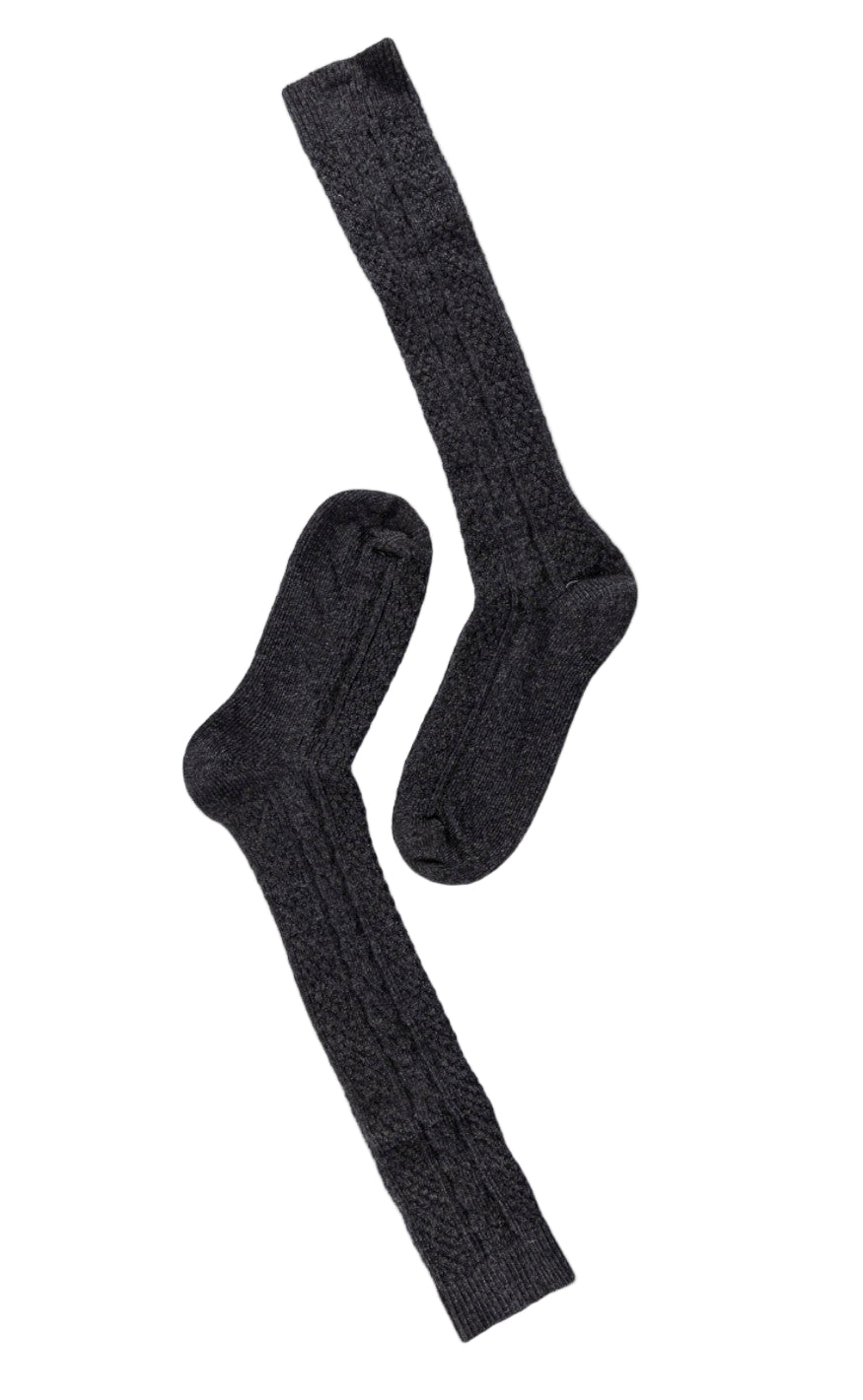 Oroblu Strømper Note Wool Cable Knee High Antracite