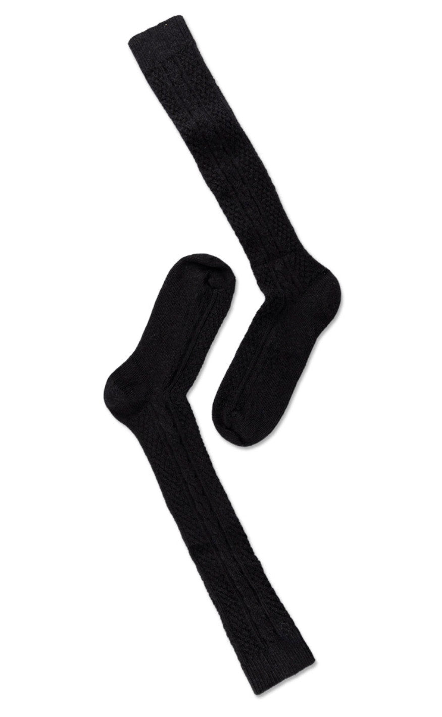 Oroblu Strømper Note Wool Cable Knee High Black