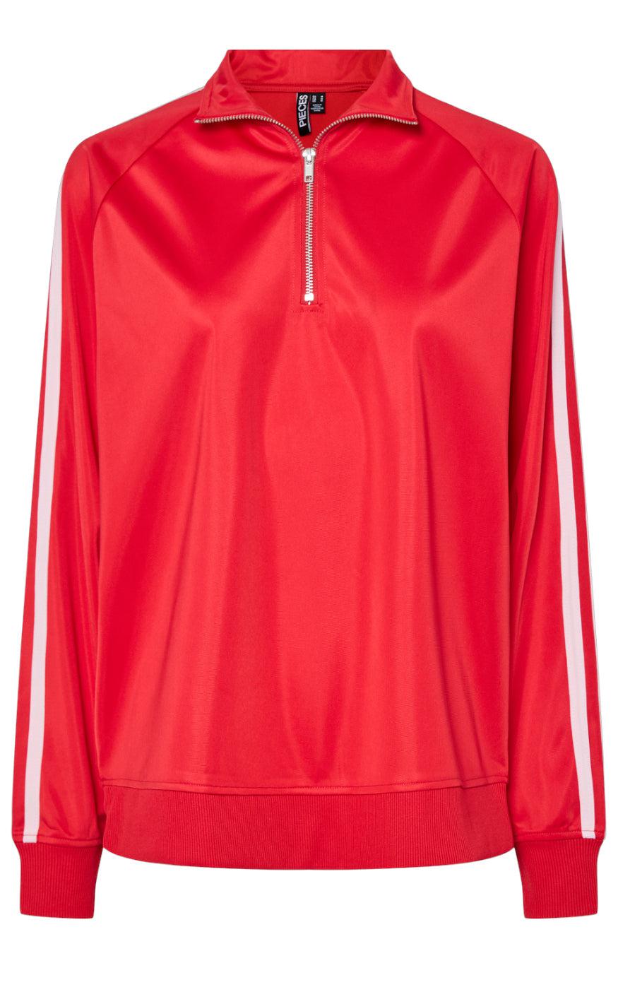 Pieces Bluse Grace Zip High Risk Red Pink Boo Stripe
