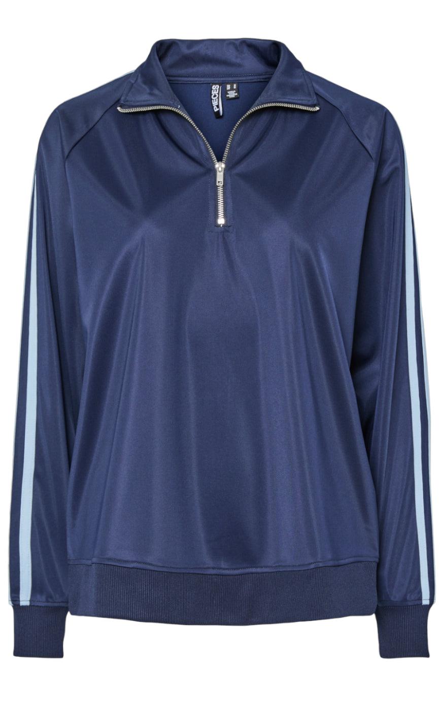 Pieces Bluse Grace Zip Maritime Blue Cashmere Blue Stripe