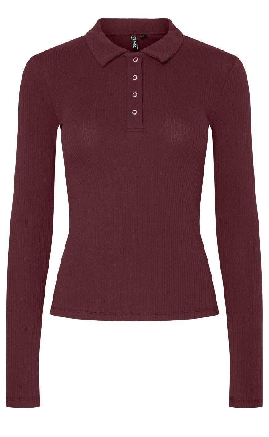 Pieces Bluse Kitte Ls Polo Tawny Port