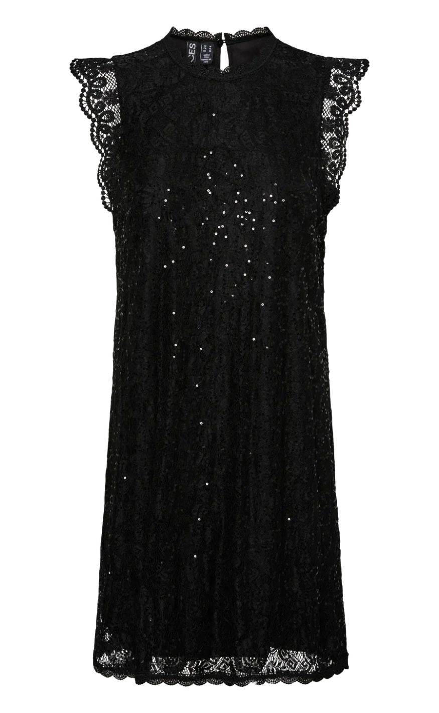 Pieces Kjole Olline Sl Lace Sequins Black