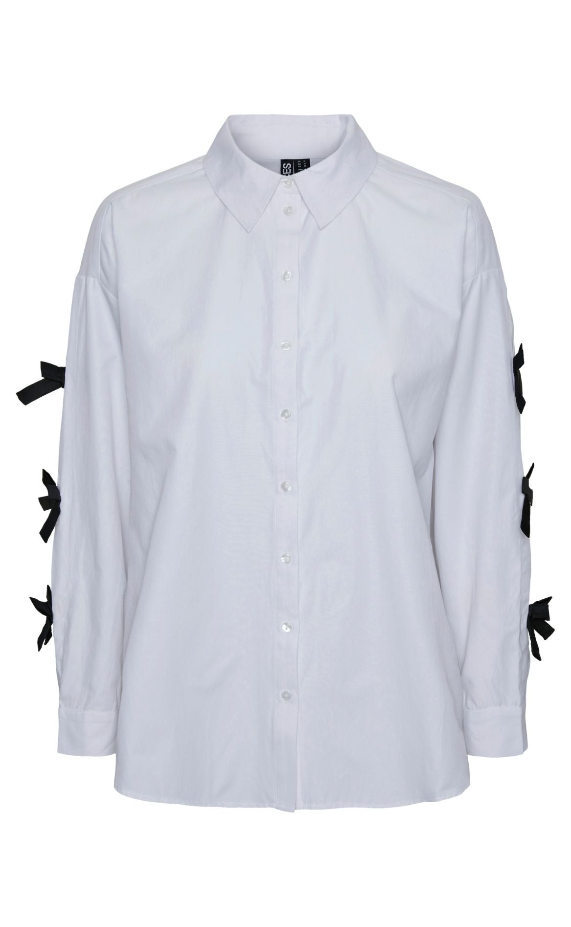 Pieces Skjorte Bell Bright White With Black Bows