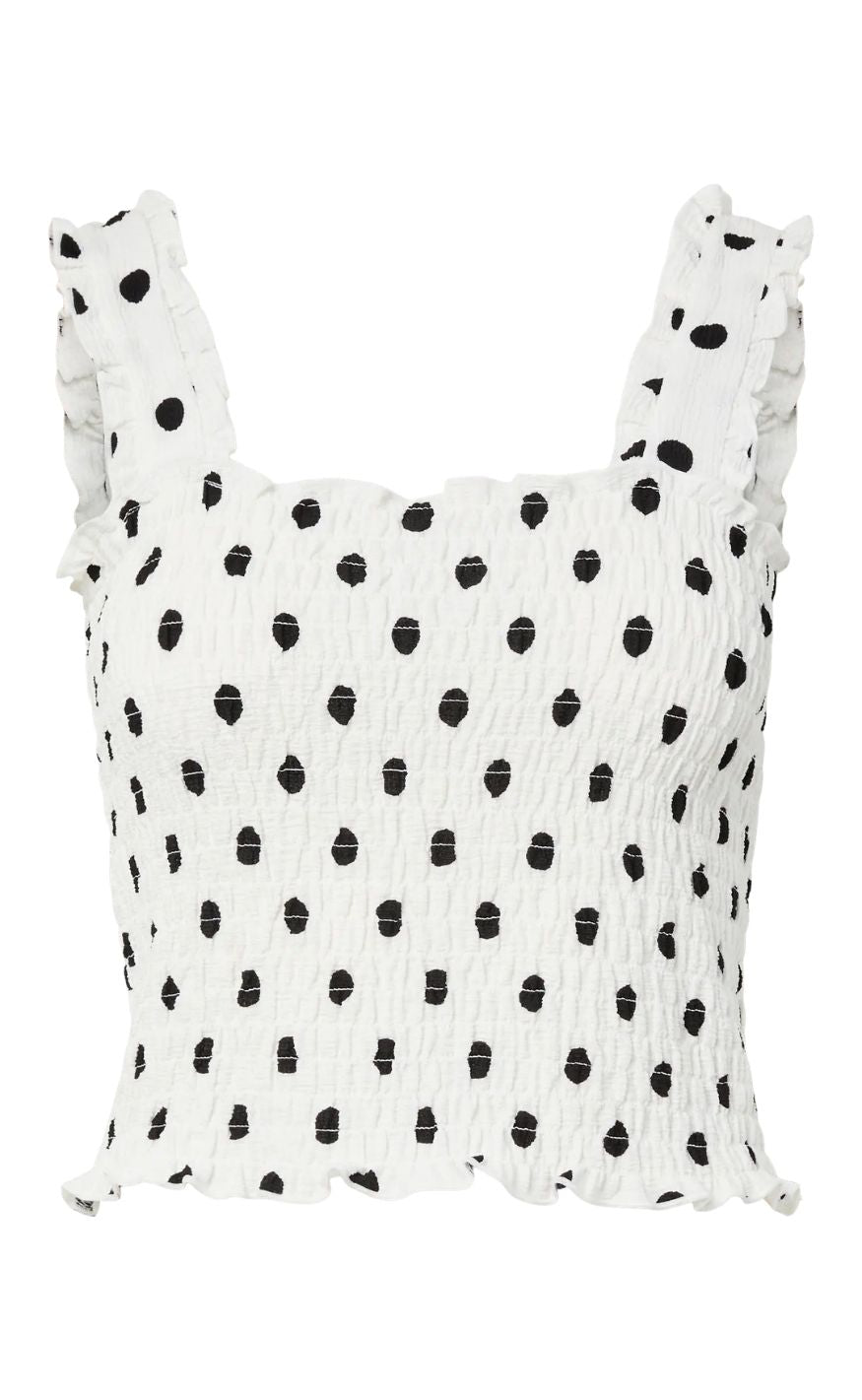 Pieces Top Betty Cloud Dancer Black Dots