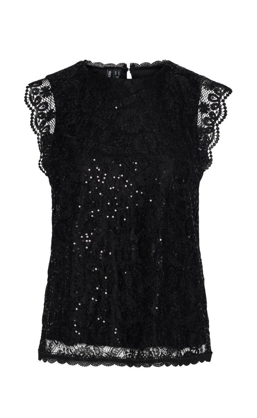 Pieces Top Olline Lace Seaquins Black