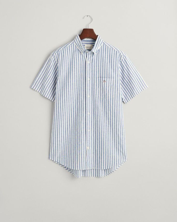 Reg Cotton Linen Stripe Ss Shirt