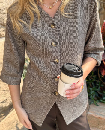 Say Ina Copenhagen Blazer Bella Fitted Off White   Brown
