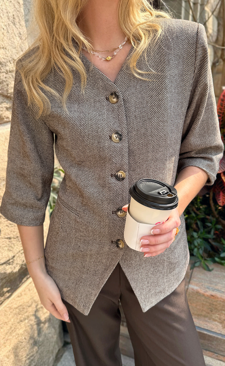 Say Ina Copenhagen Blazer Bella Fitted Off White Brown