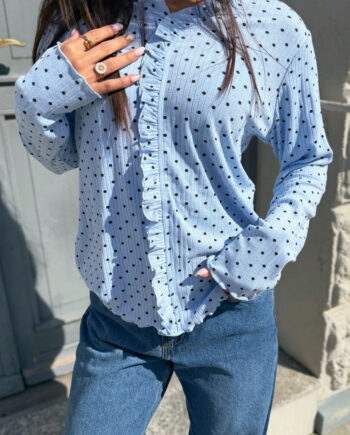 Say Ina Copenhagen Bluse Catja Stretch Blue    Dots