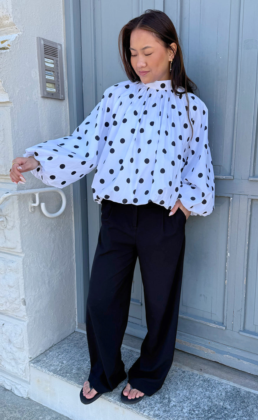 Say Ina Copenhagen Bluse Diana Dot White Black Dots