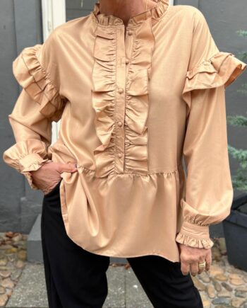 Say Ina Copenhagen Bluse Frida Beige    Gold Glitter