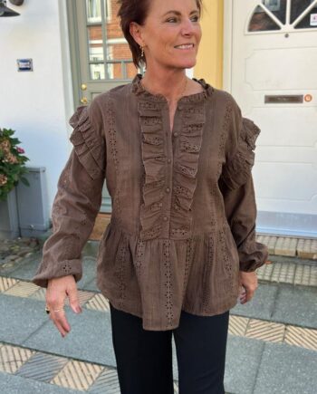 Say Ina Copenhagen Bluse Frida Dark Brown Broderie Anglaise