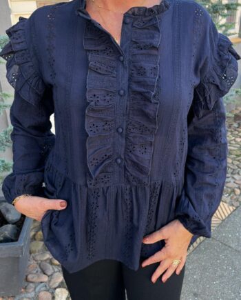 Say Ina Copenhagen Bluse Frida Navy Blue Broderie Anglaise
