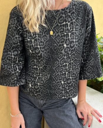Say Ina Copenhagen Bluse Lara Grey Leopard
